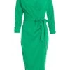 Jade Green Wrap Tie Midi Dress