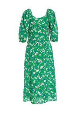 Green Floral Print Ruched Midi Dress 10 Green Floral Print Ruched Midi Dress -Women Clothing Sale 00100037630 ZB scaled