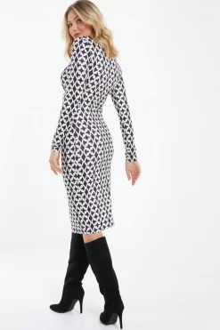 Stone Geometric Ruched Midi Dress -Women Clothing Sale 00100037713 XB scaled