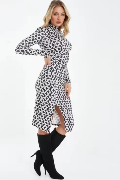 Stone Geometric Ruched Midi Dress -Women Clothing Sale 00100037713 XS scaled