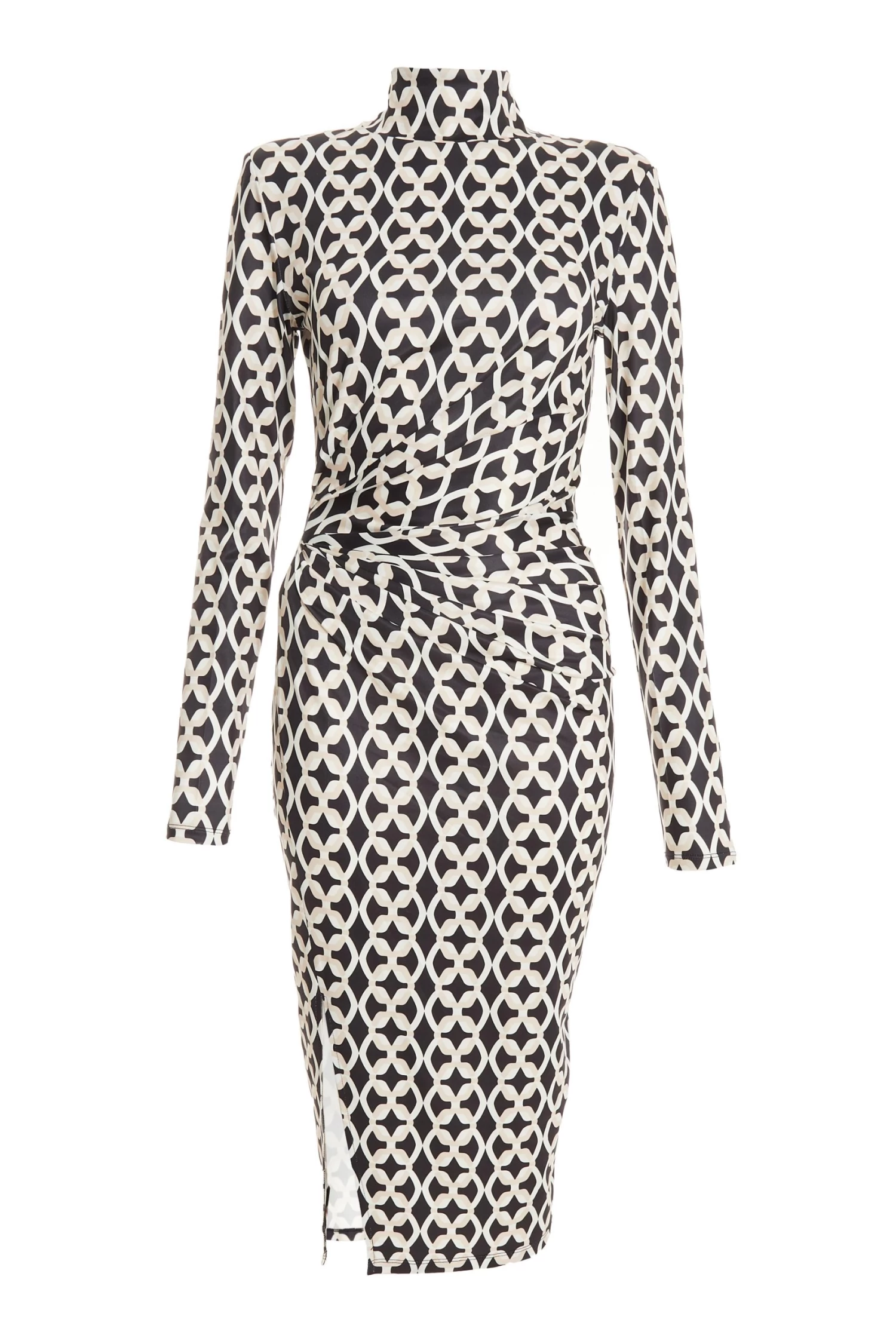 Stone Geometric Ruched Midi Dress 1 Stone Geometric Ruched Midi Dress