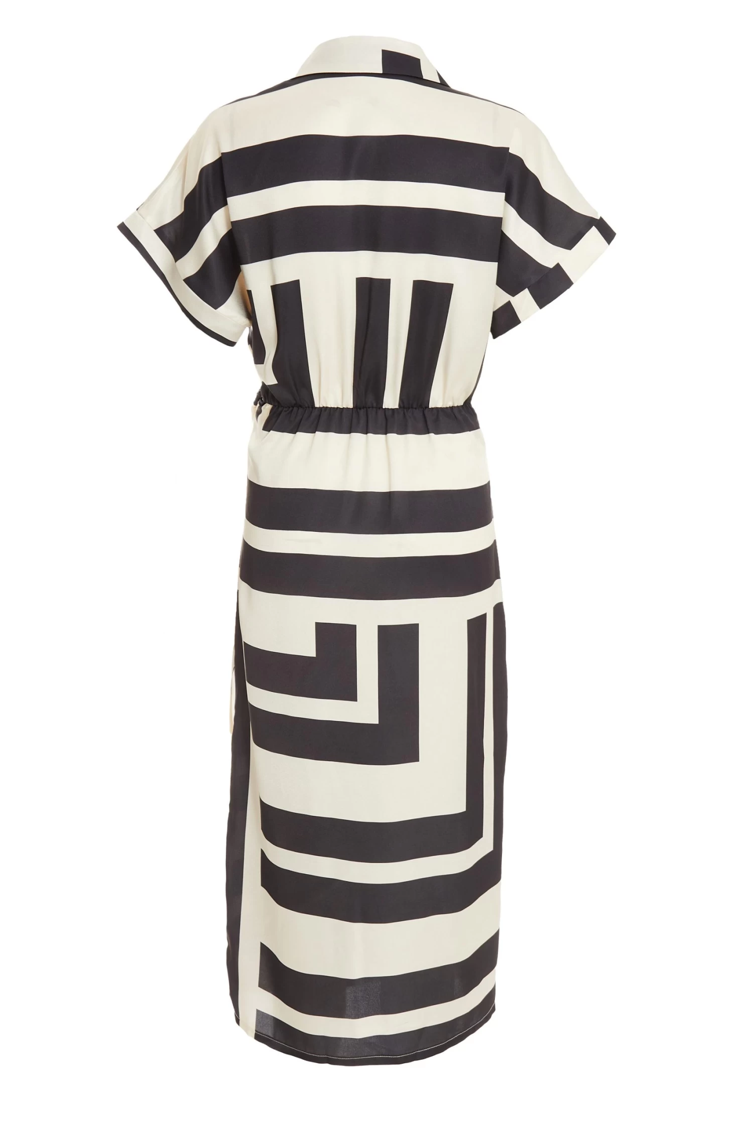 Stone Satin Stripe Print Midi Shirt Dress 5 Stone Satin Stripe Print Midi Shirt Dress - Image 5