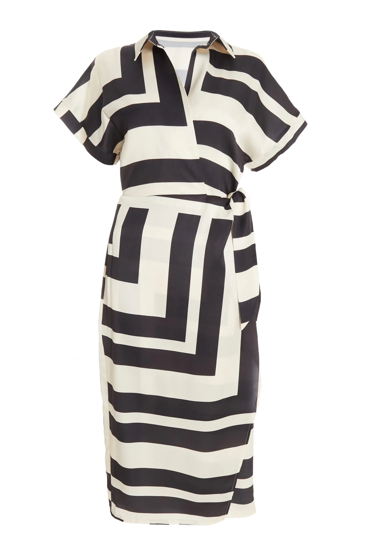 Stone Satin Stripe Print Midi Shirt Dress 1 Stone Satin Stripe Print Midi Shirt Dress