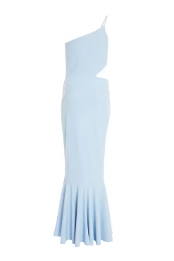 Light Blue One Shoulder Frill Hem Maxi Dress -Women Clothing Sale 00100037730 ZB scaled