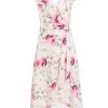 Light Pink Floral Dip Hem Midi Dress