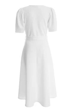 White Jacquard Print Dip Hem Midi Dress 10 White Jacquard Print Dip Hem Midi Dress -Women Clothing Sale 00100037818 ZB