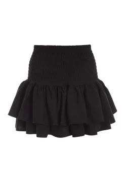 Black Ruched Frill Mini Skirt -Women Clothing Sale 00100037833 ZB scaled