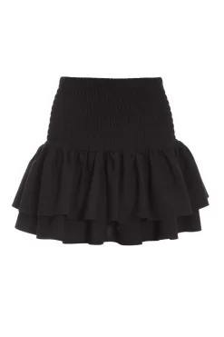 Black Ruched Frill Mini Skirt