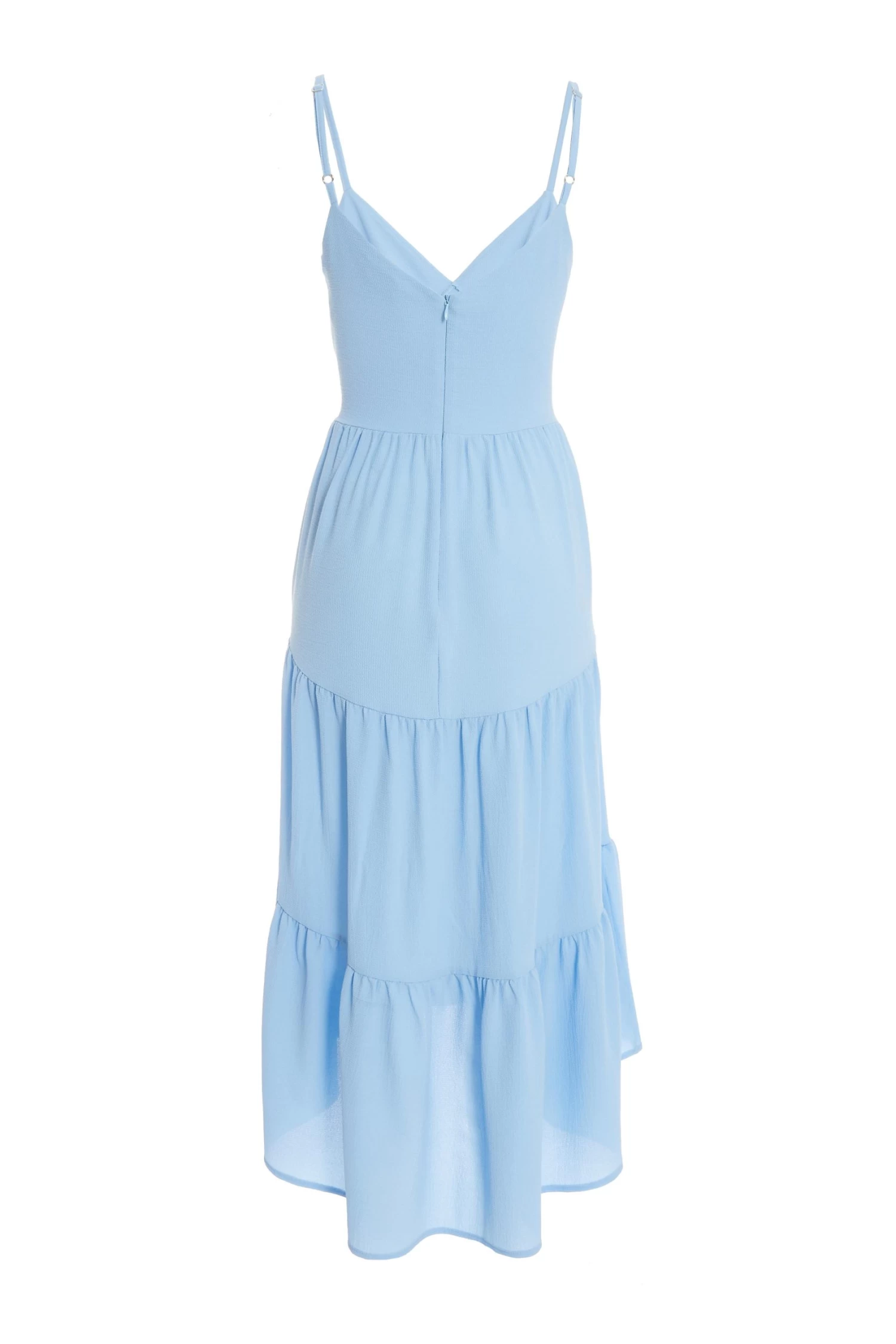 Light Blue Tiered Dip Hem Midi Dress 5 Light Blue Tiered Dip Hem Midi Dress - Image 5
