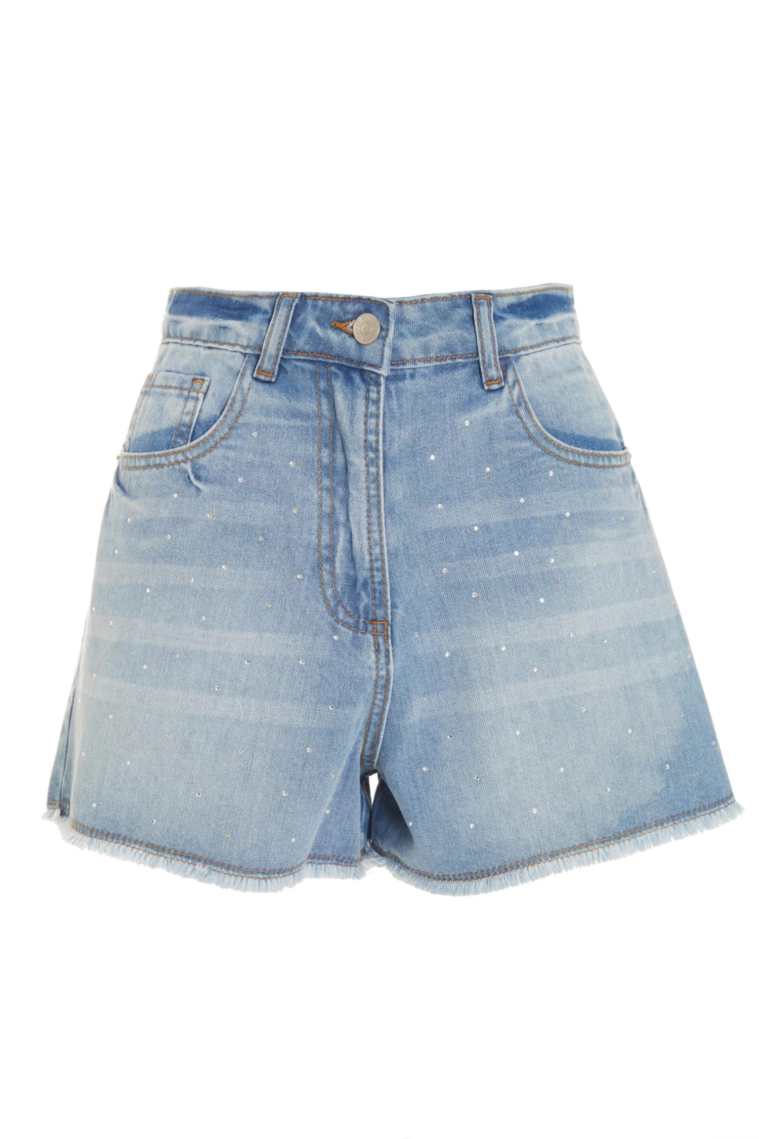 Light Blue Denim Diamante Shorts 1 Light Blue Denim Diamante Shorts