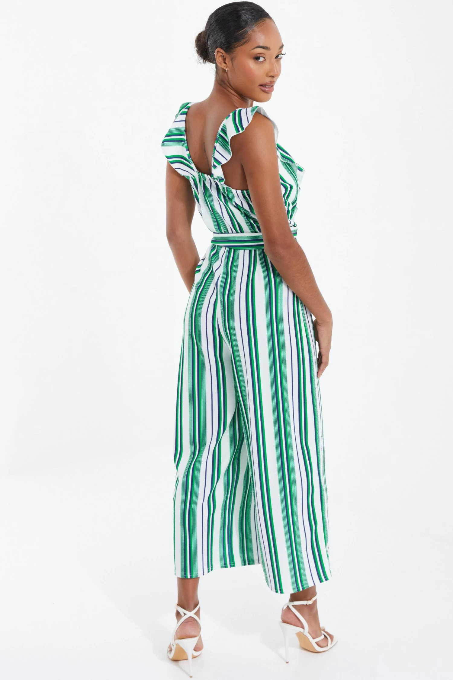 Green Striped Culotte Jumpsuit 3 Green Striped Culotte Jumpsuit - Image 3