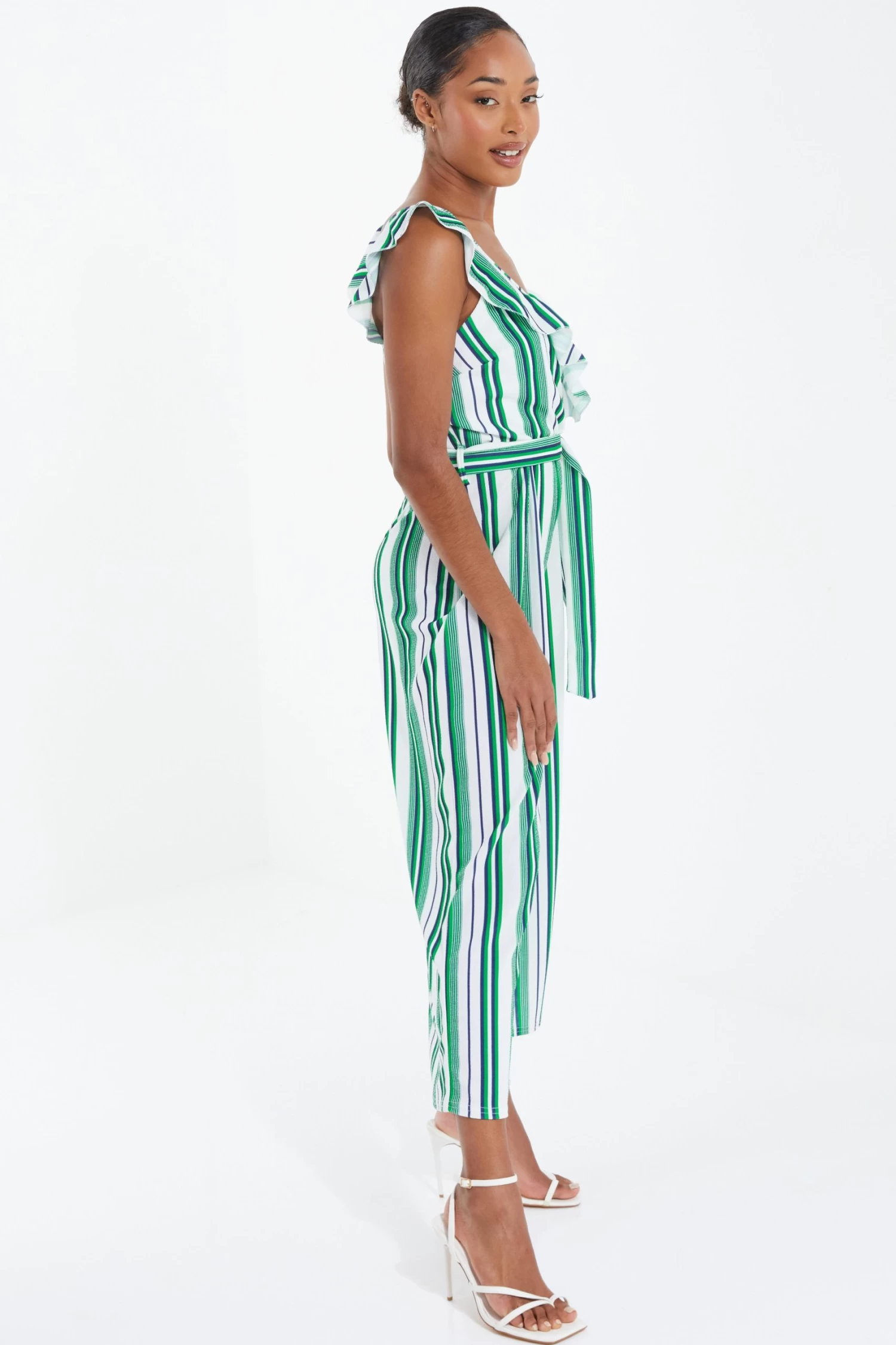 Green Striped Culotte Jumpsuit 4 Green Striped Culotte Jumpsuit - Image 4