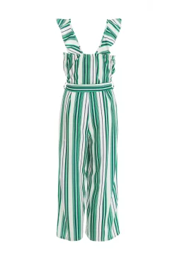 Green Striped Culotte Jumpsuit 10 Green Striped Culotte Jumpsuit -Women Clothing Sale 00100037863 ZB scaled