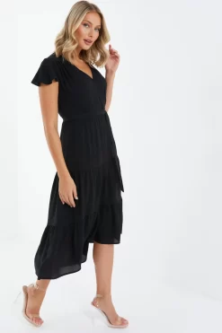 Black Tiered Dip Hem Midi Dress 9 Black Tiered Dip Hem Midi Dress -Women Clothing Sale 00100037866 XS scaled