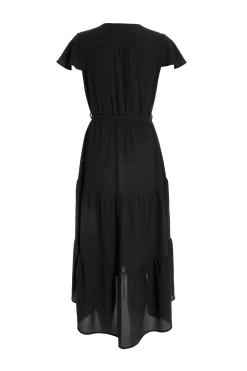 Black Tiered Dip Hem Midi Dress 10 Black Tiered Dip Hem Midi Dress -Women Clothing Sale 00100037866 ZB scaled