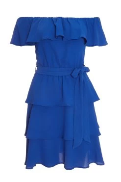 Royal Blue Tiered Bardot Mini Dress