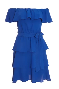 Royal Blue Tiered Bardot Mini Dress