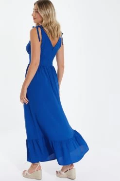 Royal Blue Tie Midaxi Dress -Women Clothing Sale 00100037875 XB