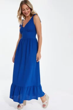 Royal Blue Tie Midaxi Dress -Women Clothing Sale 00100037875 XS scaled