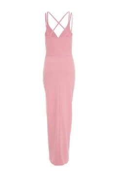 Pink Ruched Maxi Dress -Women Clothing Sale 00100037896 ZB