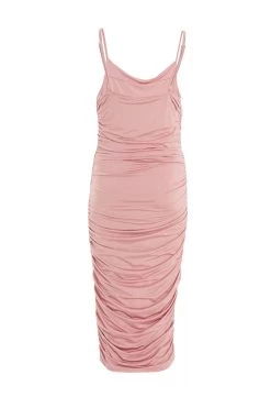 Pink Ruched Bodycon Midi Dress 10 Pink Ruched Bodycon Midi Dress -Women Clothing Sale 00100037902 ZB