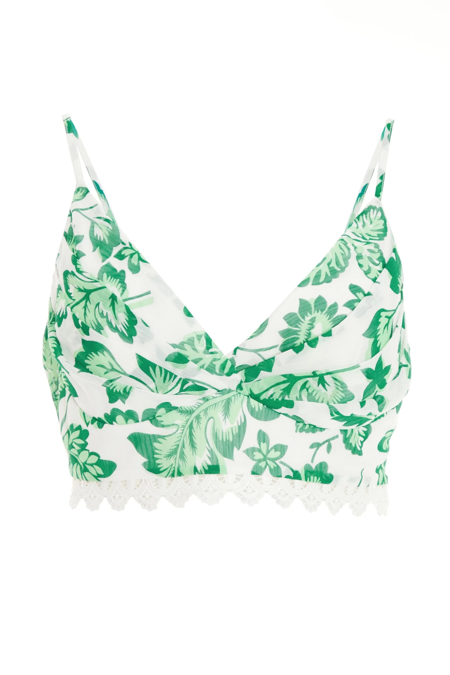 Green Tropical Print Crop Top 1 Green Tropical Print Crop Top