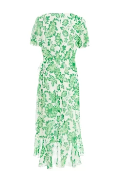 Green Tropical Print Wrap Midi Dress 10 Green Tropical Print Wrap Midi Dress -Women Clothing Sale 00100037909 ZB scaled