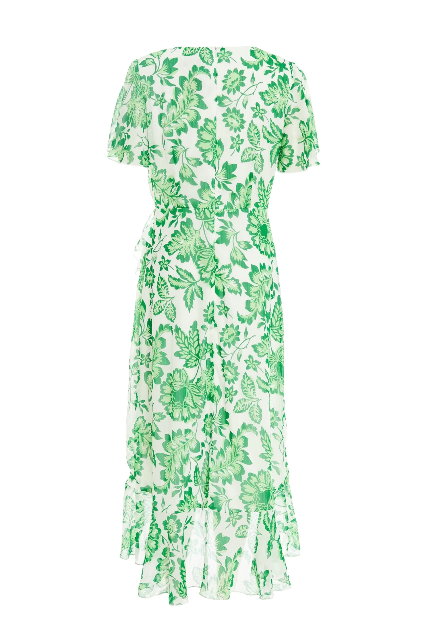 Green Tropical Print Wrap Midi Dress 5 Green Tropical Print Wrap Midi Dress - Image 5