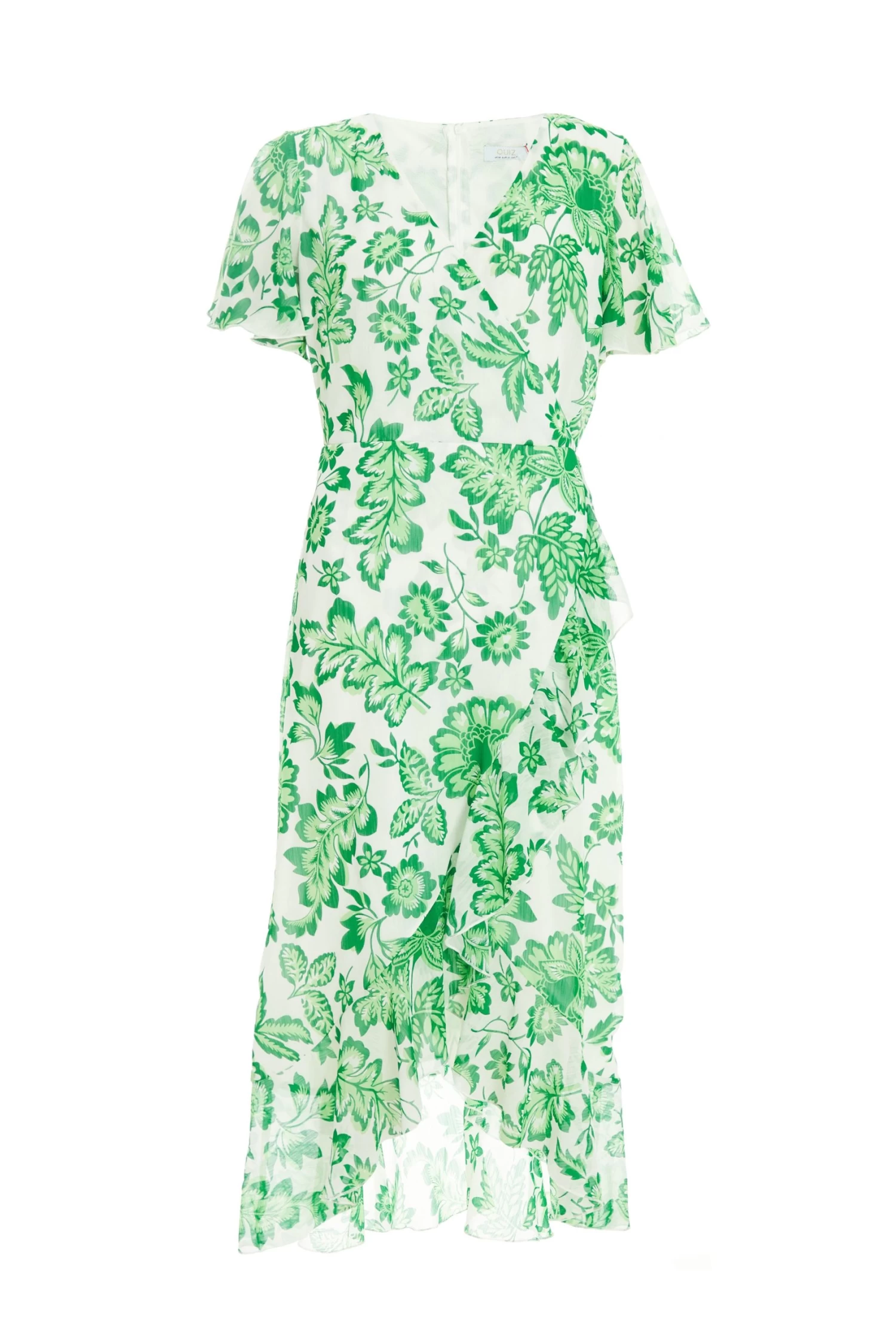 Green Tropical Print Wrap Midi Dress 1 Green Tropical Print Wrap Midi Dress