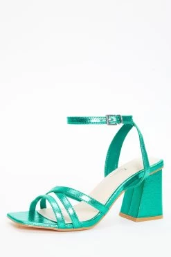Aqua Cross Strap Block Heeled Sandals -Women Clothing Sale 00100037923 XB
