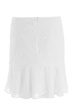 White Broderie Flip Mini Skirt -Women Clothing Sale 00100037967 ZB
