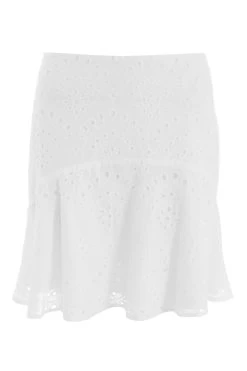 White Broderie Flip Mini Skirt