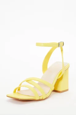 Yellow Cross Strap Block Heeled Sandals -Women Clothing Sale 00100037981 XB scaled