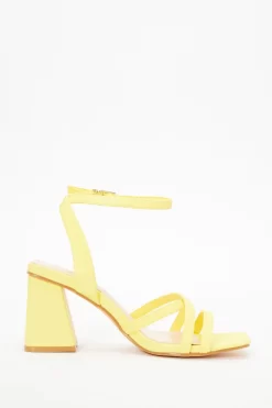 Yellow Cross Strap Block Heeled Sandals -Women Clothing Sale 00100037981 ZS scaled