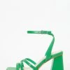 Green Cross Strap Block Heeled Sandals