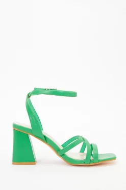 Green Cross Strap Block Heeled Sandals -Women Clothing Sale 00100037982 ZS scaled