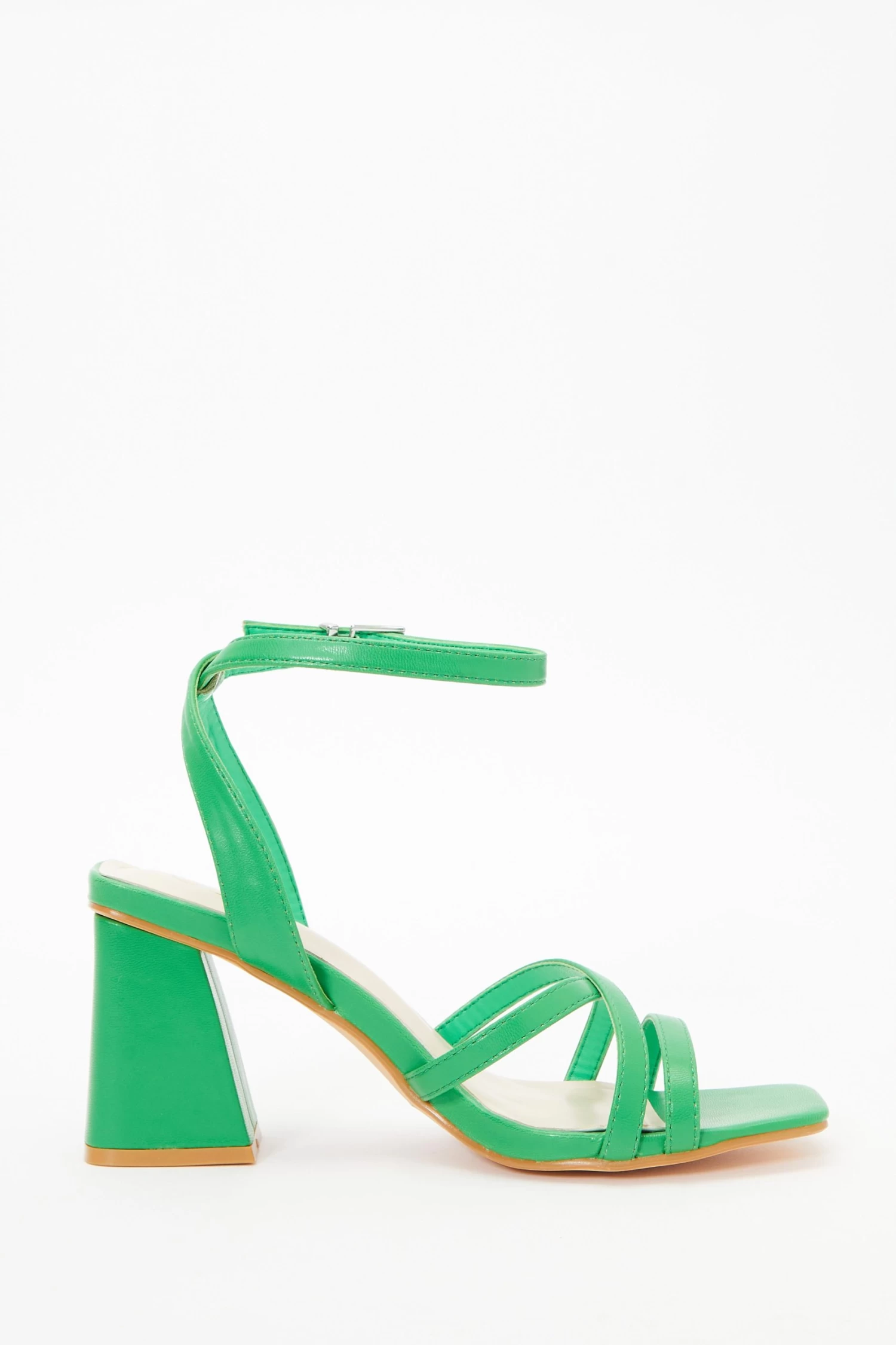 Green Cross Strap Block Heeled Sandals 6 Green Cross Strap Block Heeled Sandals - Image 6