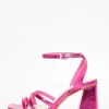 Pink Cross Strap Block Heeled Sandals