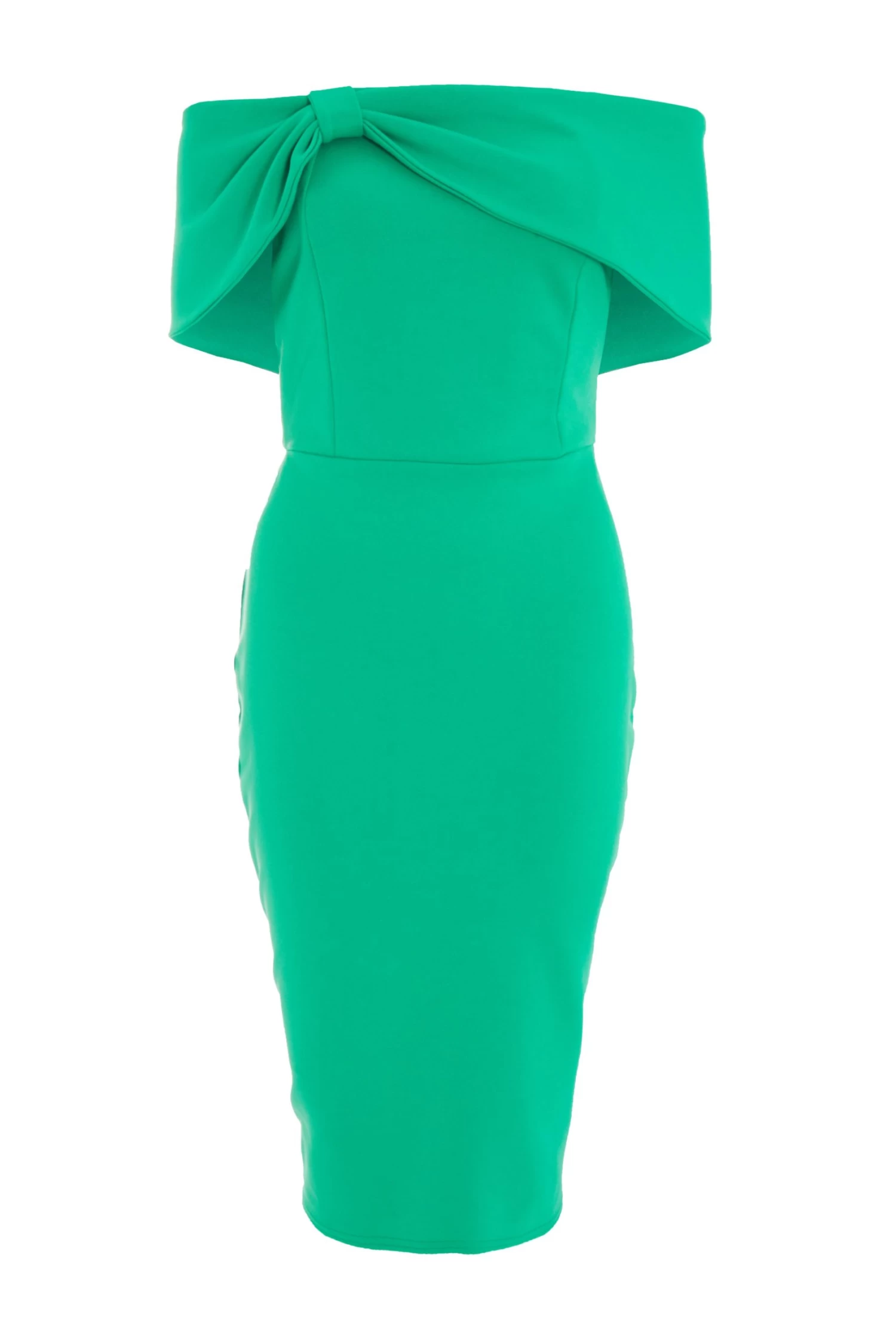Green Bardot Bow Midi Dress 1 Green Bardot Bow Midi Dress