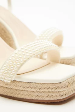 White Pearl Strap Wedges 10 White Pearl Strap Wedges -Women Clothing Sale 00100038016 ZB scaled