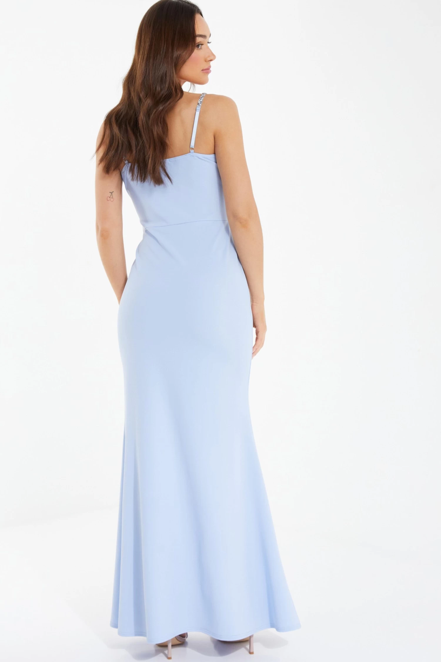 Light Blue Embellished Frill Maxi Dress 3 Light Blue Embellished Frill Maxi Dress - Image 3