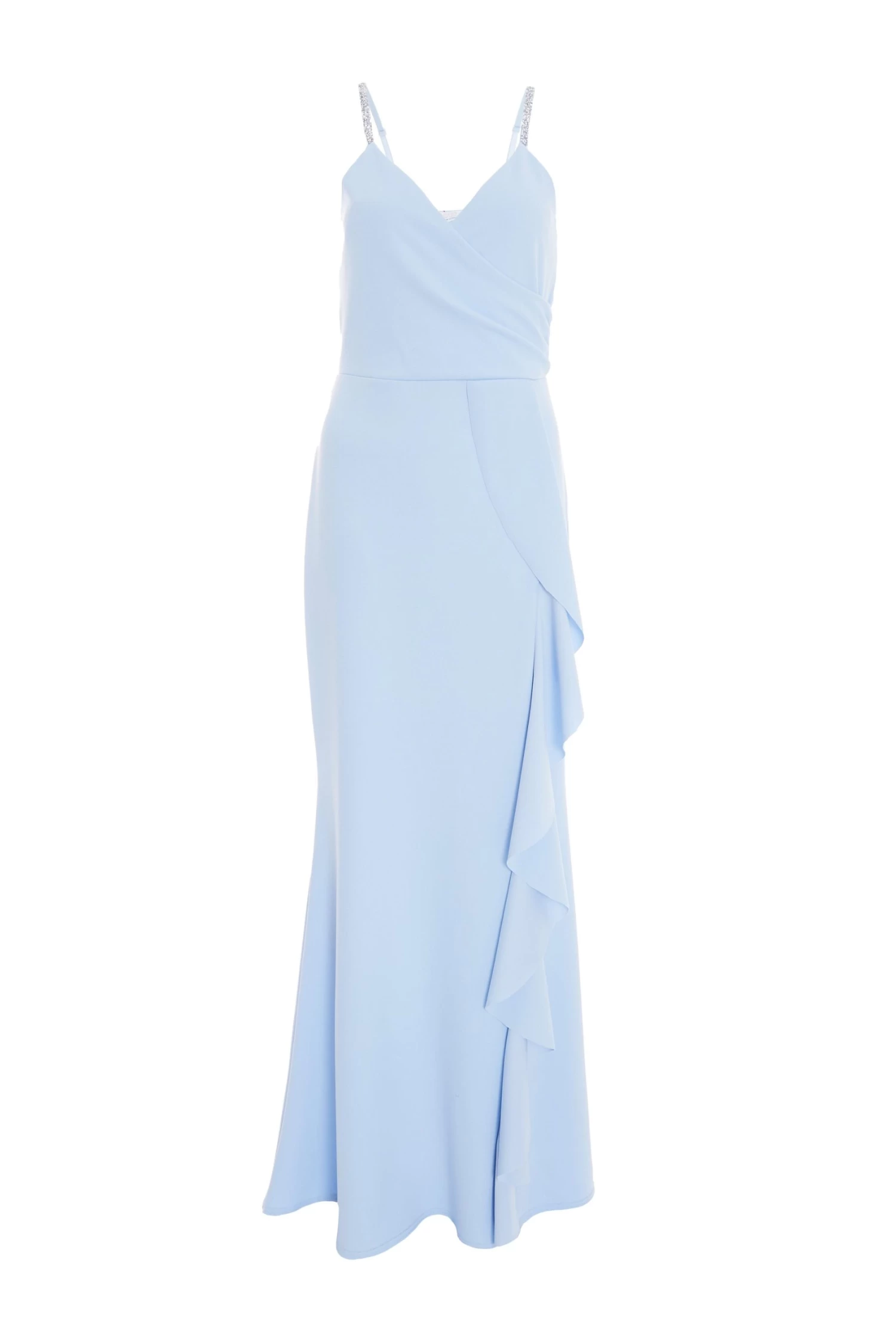 Light Blue Embellished Frill Maxi Dress 1 Light Blue Embellished Frill Maxi Dress
