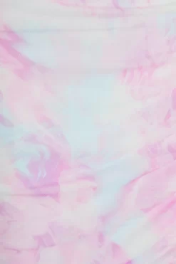 Pink Mesh Marble Print Ruched Midi Dress -Women Clothing Sale 00100038079 ZS scaled