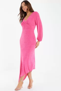 Pink Slinky Long Sleeve Maxi Dress 9 Pink Slinky Long Sleeve Maxi Dress -Women Clothing Sale 00100038081 XS scaled
