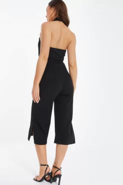 Black Halter Neck Culotte Jumpsuit -Women Clothing Sale 00100038082 XB scaled