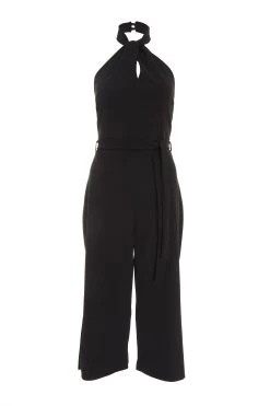 Black Halter Neck Culotte Jumpsuit