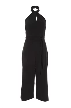 Black Halter Neck Culotte Jumpsuit