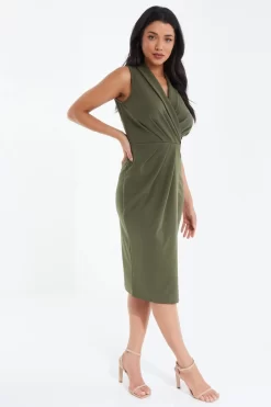 Khaki Wrap Sleeveless Midi Dress 9 Khaki Wrap Sleeveless Midi Dress -Women Clothing Sale 00100038089 XS scaled