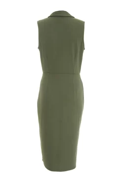 Khaki Wrap Sleeveless Midi Dress 10 Khaki Wrap Sleeveless Midi Dress -Women Clothing Sale 00100038089 ZB scaled