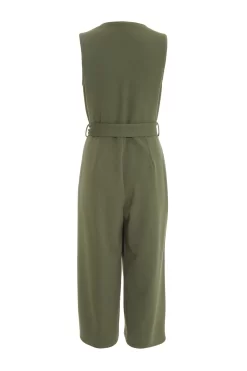 Khaki Wrap Culotte Jumpsuit 10 Khaki Wrap Culotte Jumpsuit -Women Clothing Sale 00100038090 ZB scaled